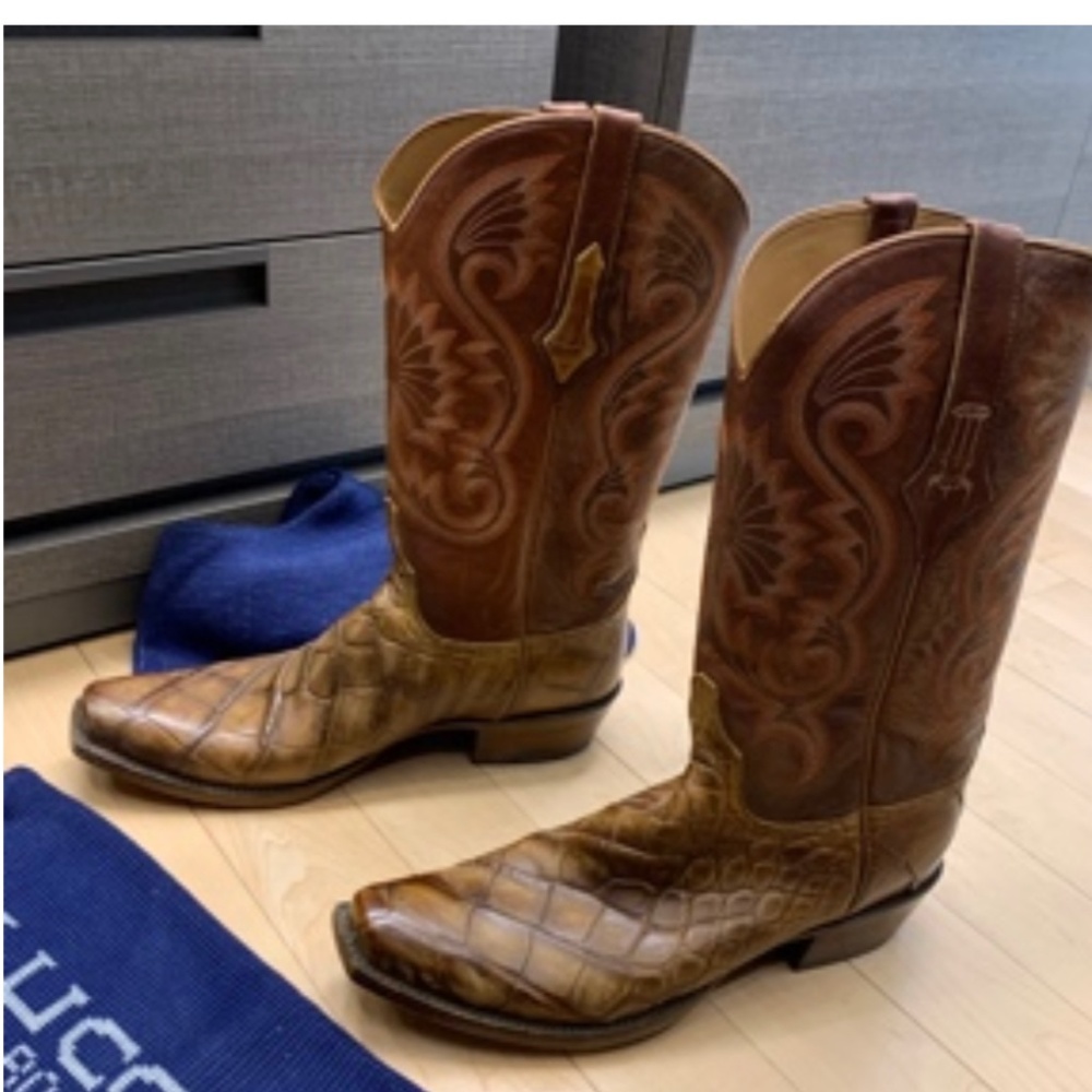Lucchese size 12.5 leather and alligator skin boots